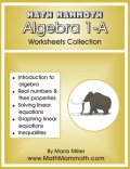 Algebra 1-A worksheets cover