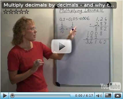 Screenshot of video: multiply decimals by decimals
