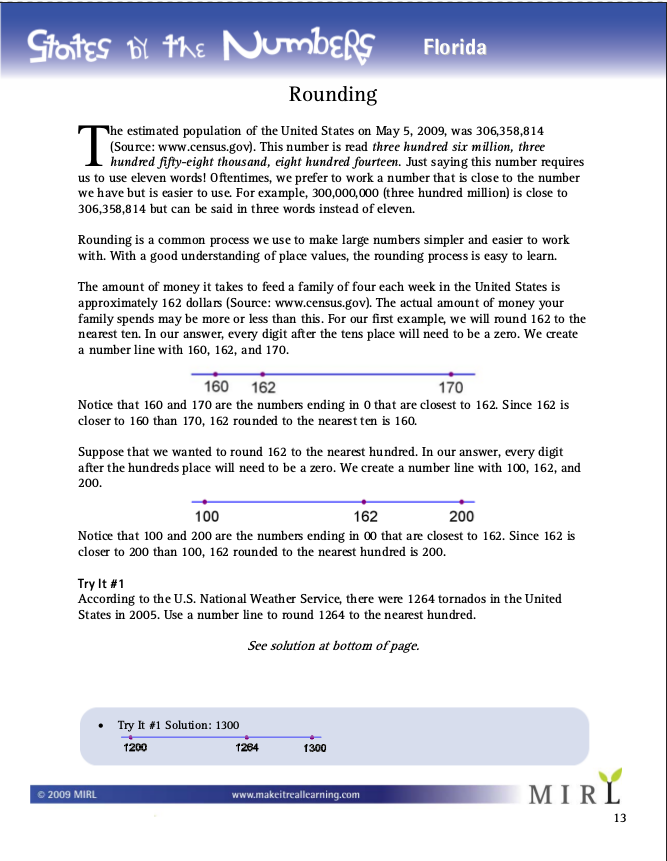 Sample page from one of the States by the Numbers workbooks