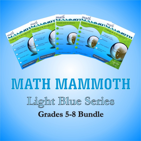 Math Mammoth discounted bundle deals as downloads: Blue Series, Light Blue  Series, Skills Review workbooks, All-Inclusive