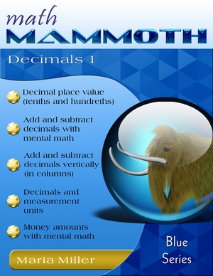 Math Mammoth Decimals 1 math book cover