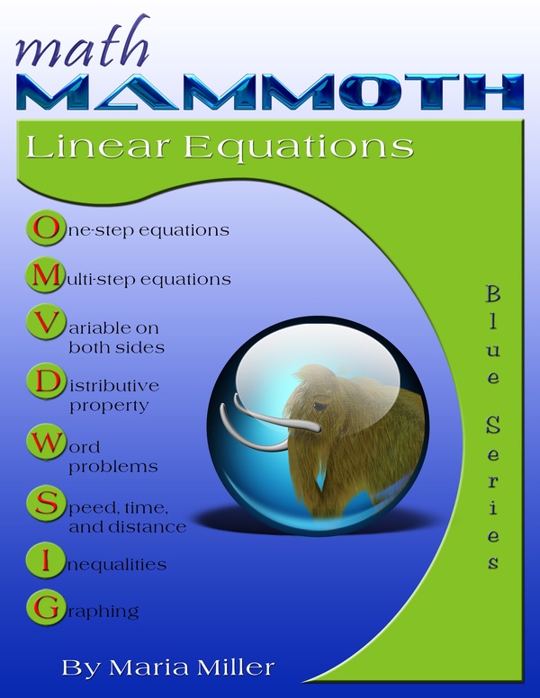 Math Mammoth Linear Equations  book cover