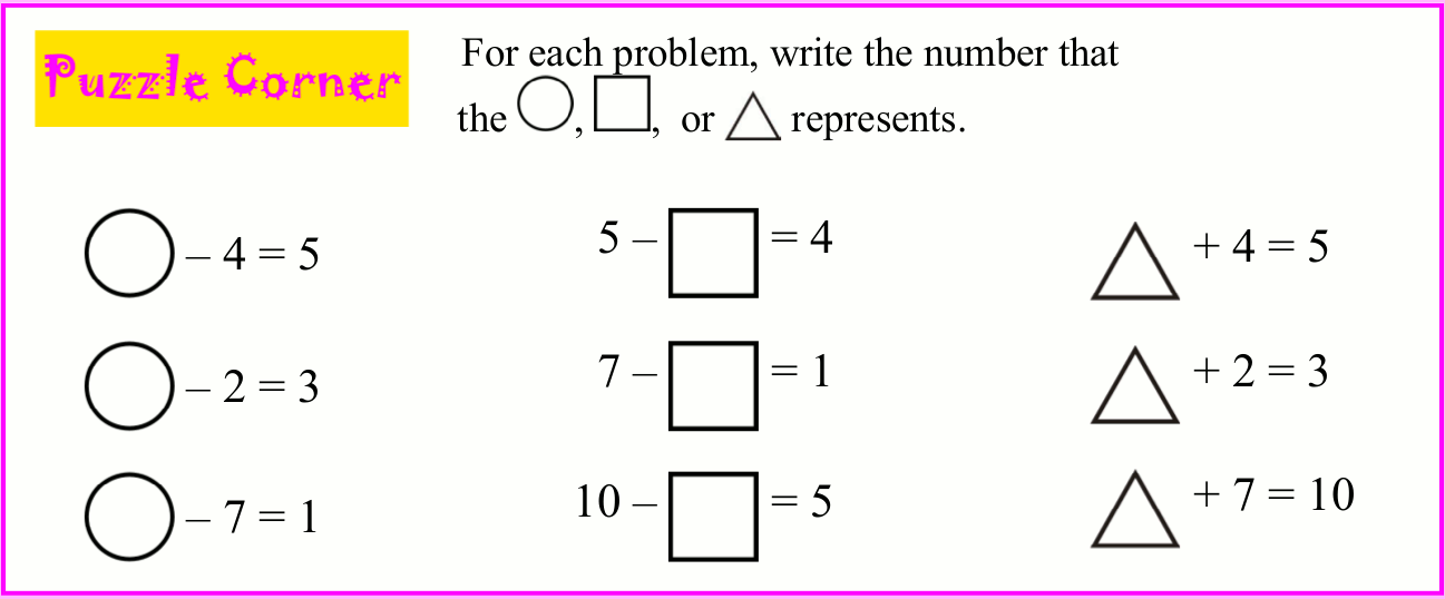 Math puzzles for 1st grade