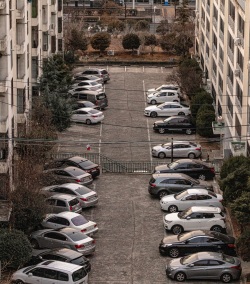 A bunch of parked cars