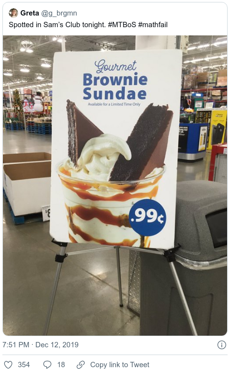 Sundae with price .99 cents